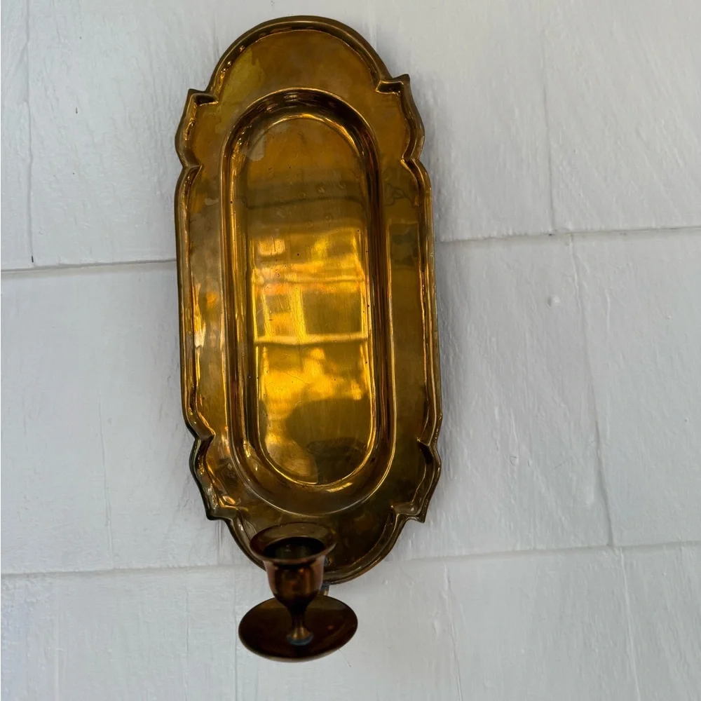 Vintage Brass Wall Sconce taper Candle Holder - Picture 6 of 8